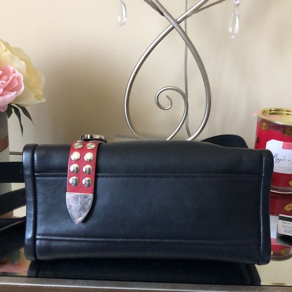 PRADA Leather Black/ White GRACE LUX 1BA175 Tote - Picture 6 of 14